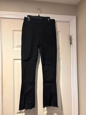 MOTHER Not Guilty High-Rise Split-Hem Flare Jeans in Black 27